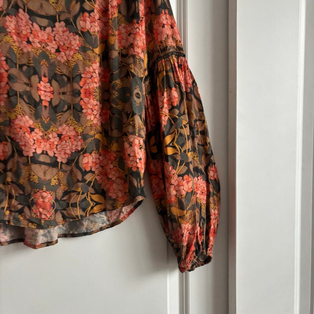 Anthropologie Love the Label Heloise Peasant Blouse Coral Boho Cottagecore M - Picture 6 of 12